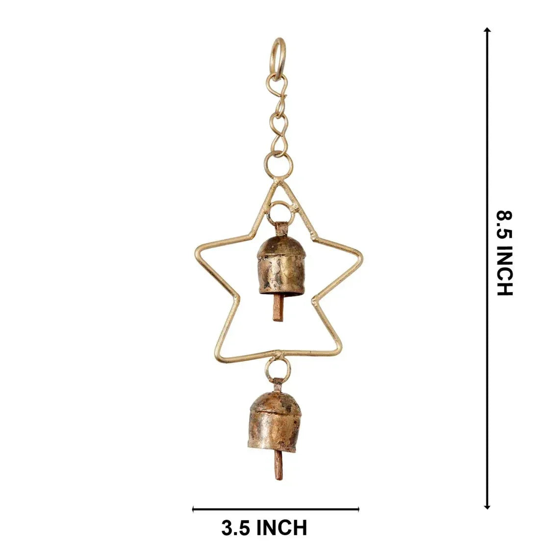 Star Shaped with 2 Cow bell Kutch Copper Wind Chime - ArtyCraftz