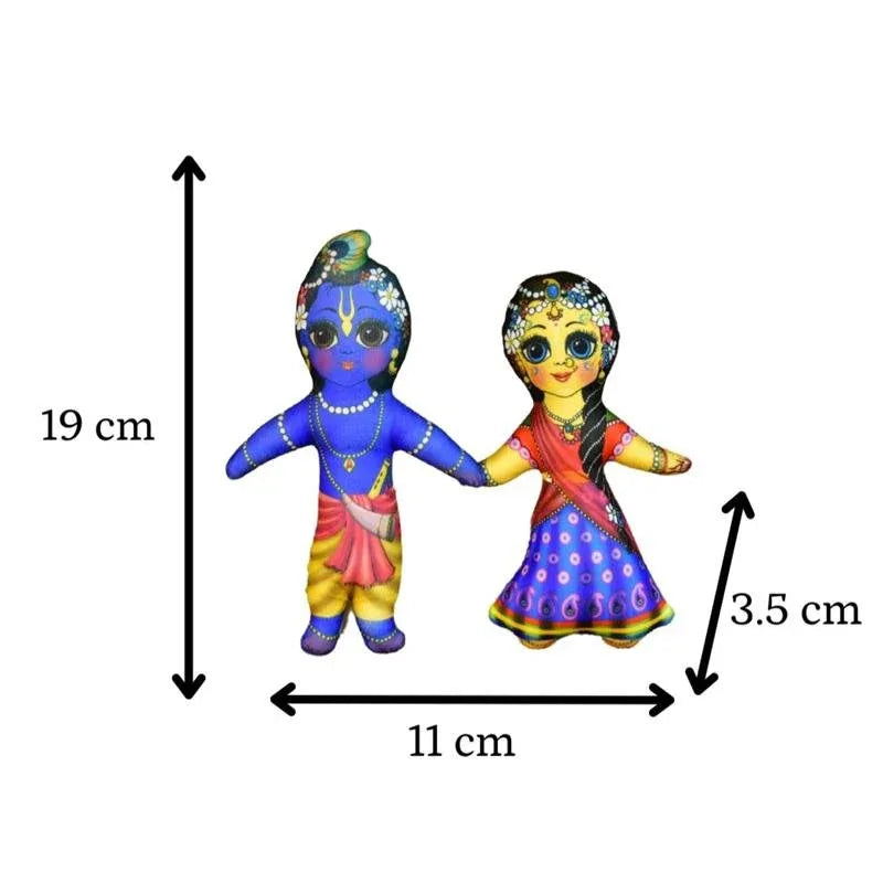 Stitched Cotton Radha Krishna Dolls with Dimensions
