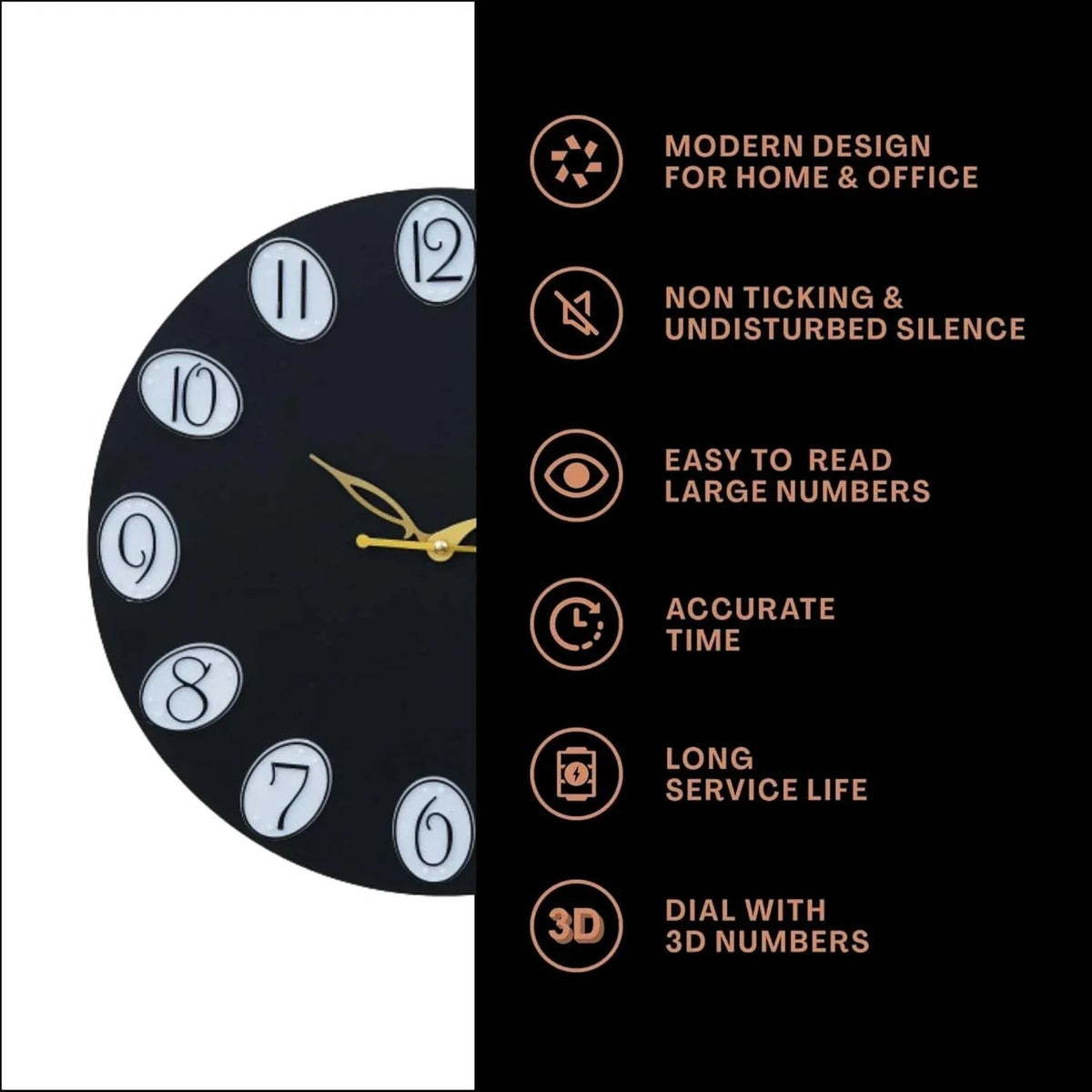 Stylish Silent Non - Ticking Wall Clock - ArtyCraftz