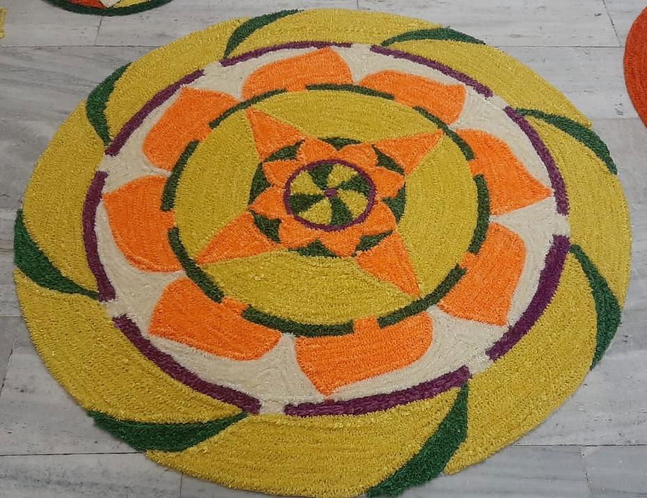 Traditional and Modern Rangoli Door Mat for Home Decoration Multi Color 5 Feet - ArtyCraftz