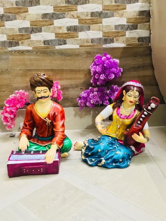 Traditional Rajasthani Cultural Love Couple Figurine Statue for Home Decor and Gifting - ArtyCraftz