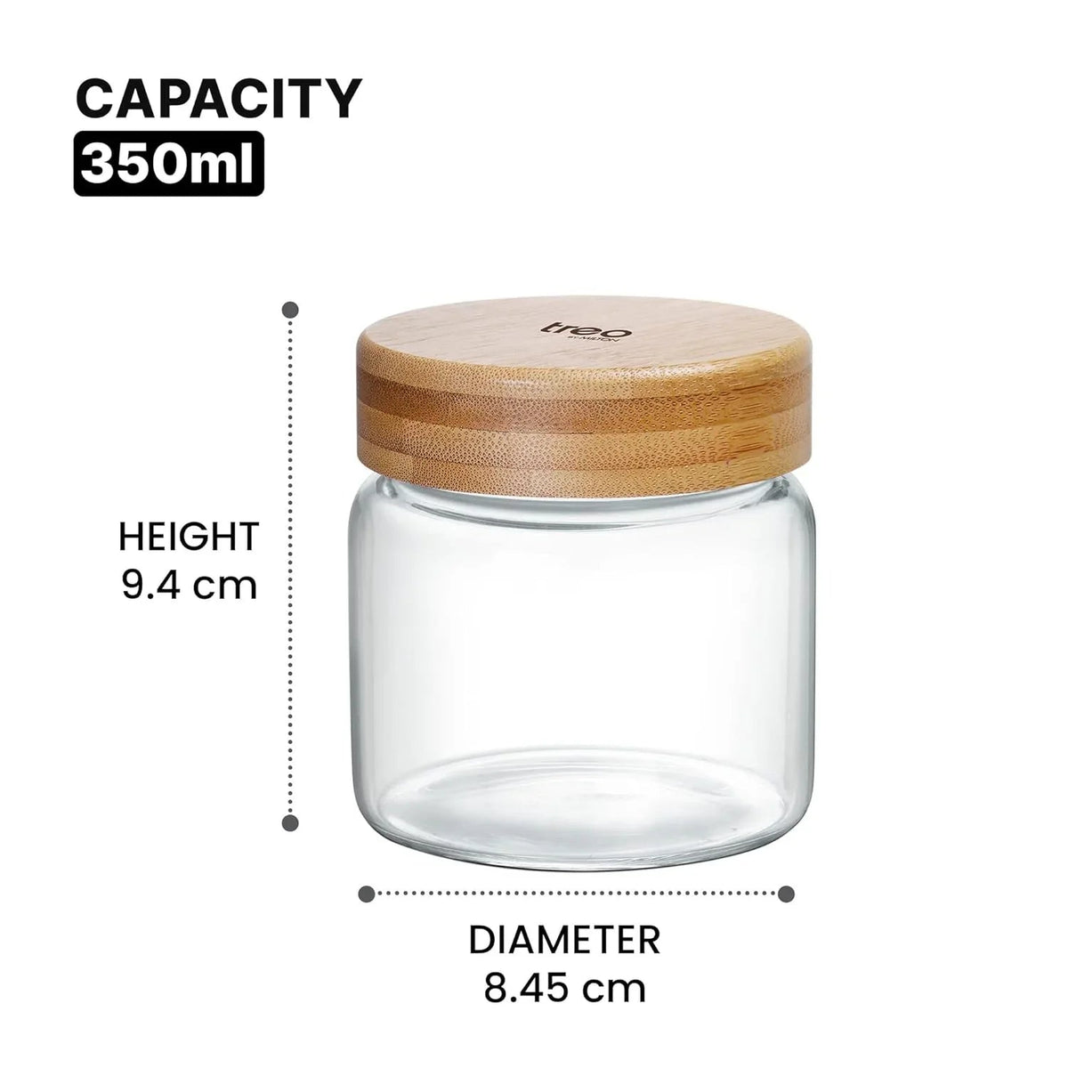 Treo Hi Borosilicate Round Jar With Wooden Lid - ArtyCraftz