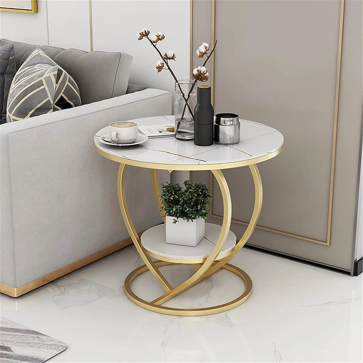 Two Tier Engineered Wood Heart Shaped Console Table - ArtyCraftz
