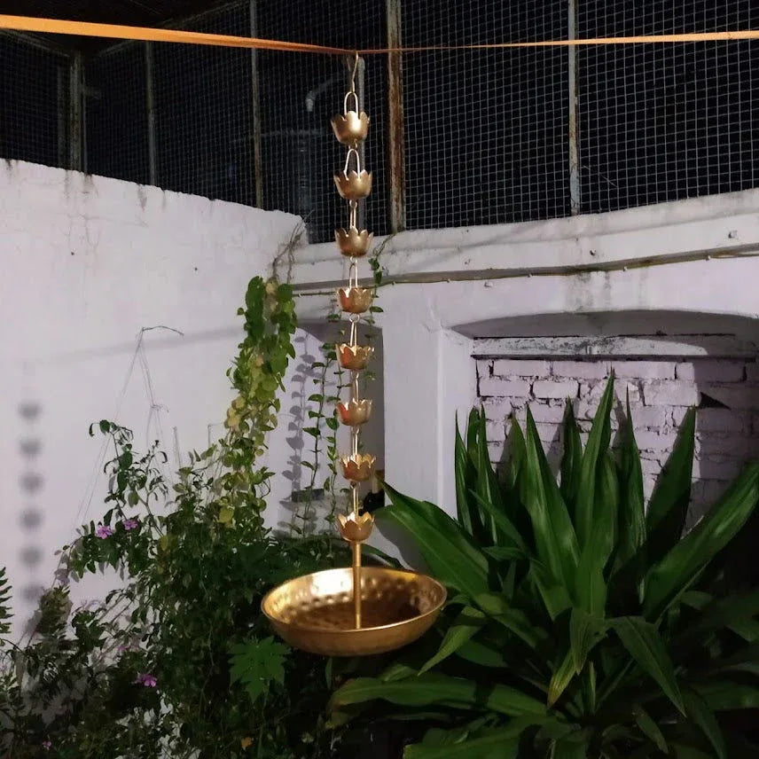 Handmade Lotus Shaped Hanging Urli/uruli Pot Floating Candles Flower Anjali Diya Decorated Flowers Golden Home Decoration Gift Item - ArtyCraftz.com
