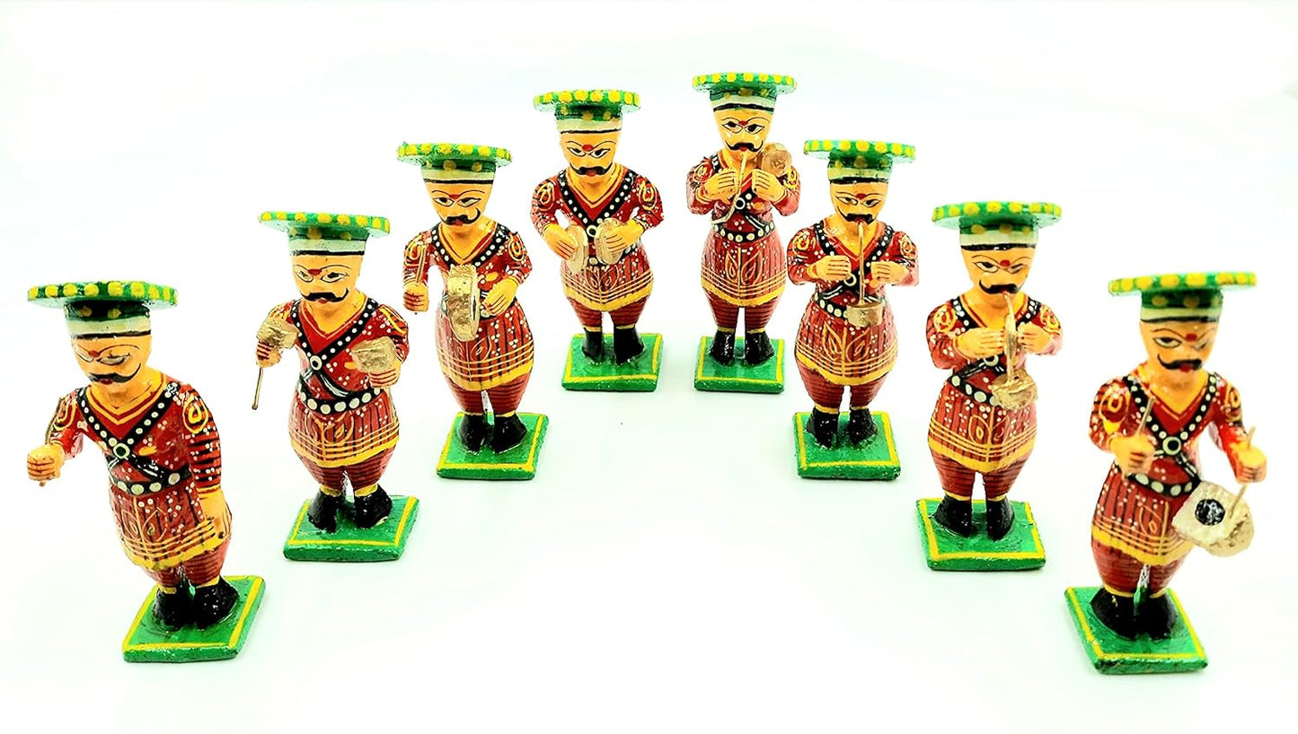 Varanasi 8 wooden musician Showpiece Set - ArtyCraftz