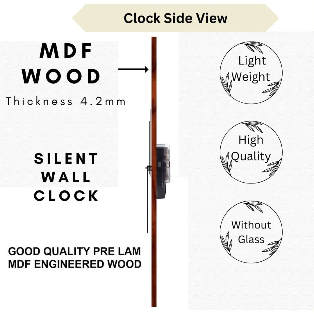 Vintage Style Wooden Analog Wall Clock, Mdf Material - ArtyCraftz