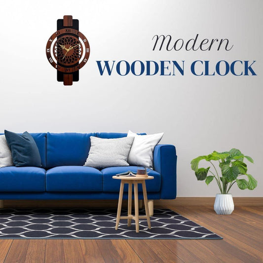 Vintage Style Wooden Analog Wall Clock, Mdf Material - ArtyCraftz