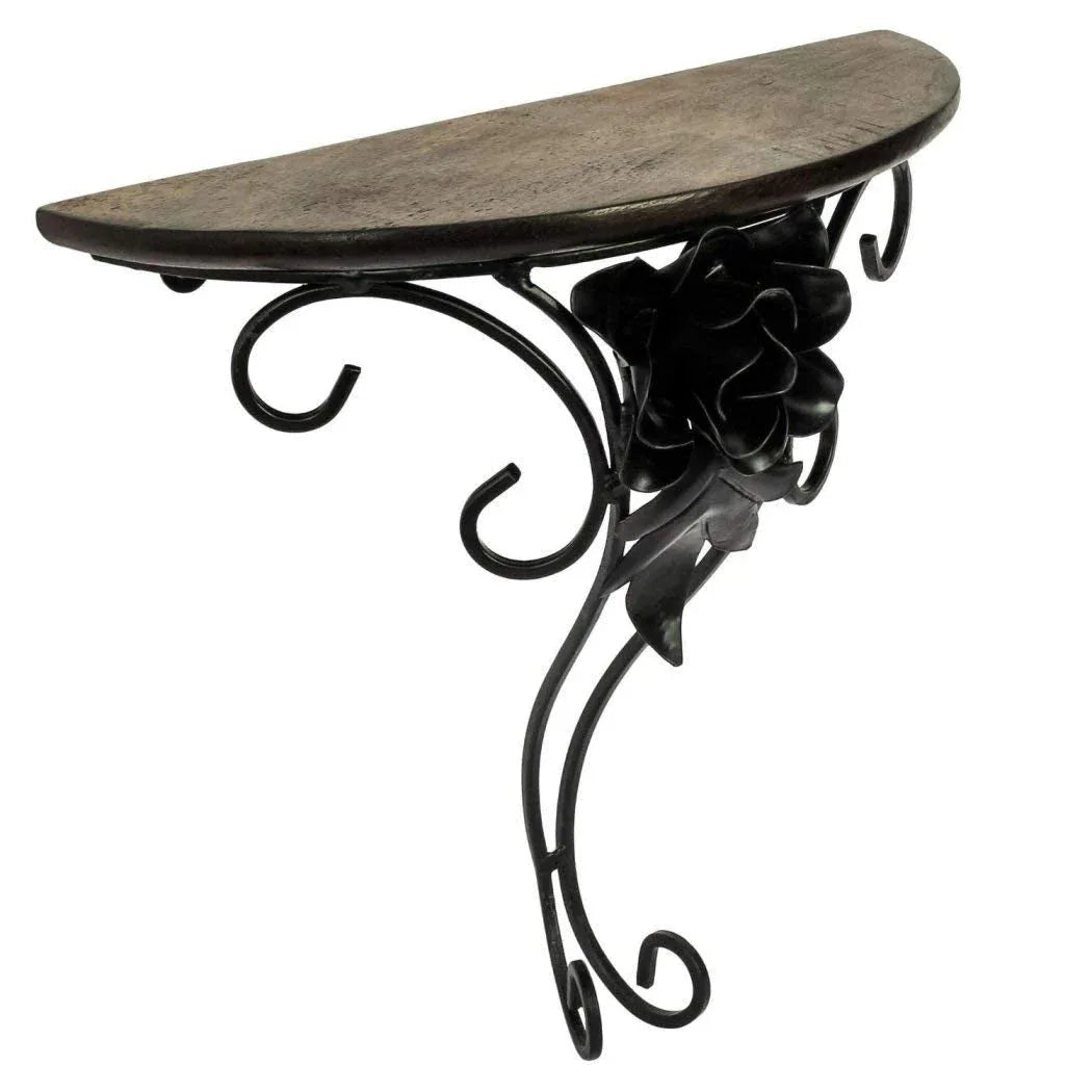 Wall Mounted Wooden and Wrought Iron Shelf - ArtyCraftz