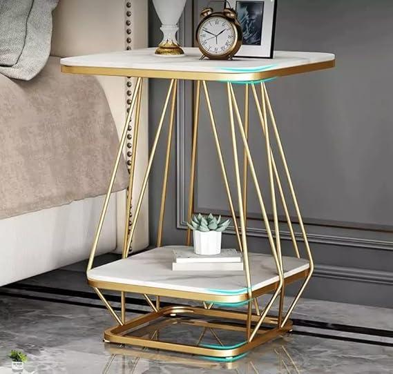 White Marble with Metal Golden Frame Coffee Table - ArtyCraftz