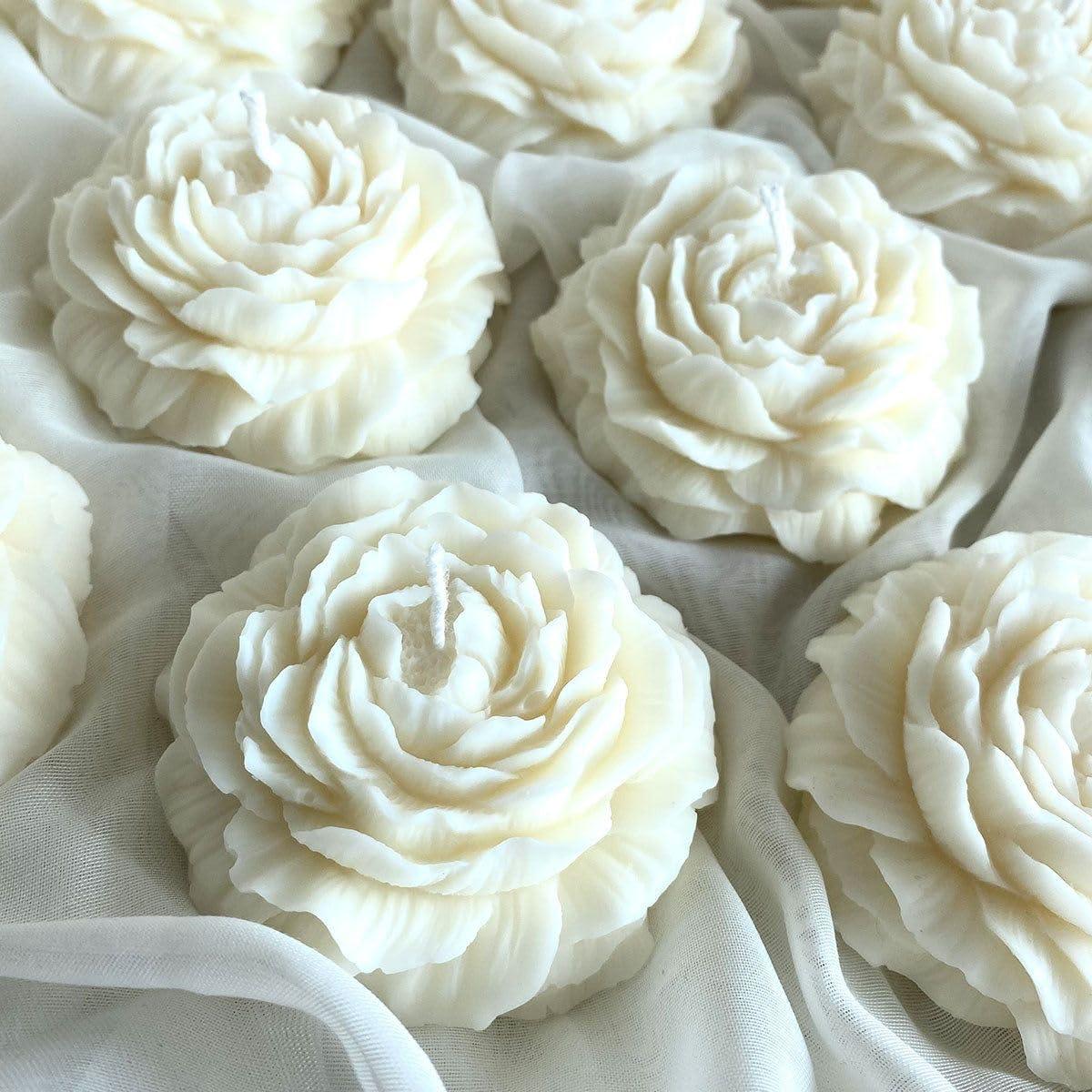 White Peony Flower Scented Candles - ArtyCraftz