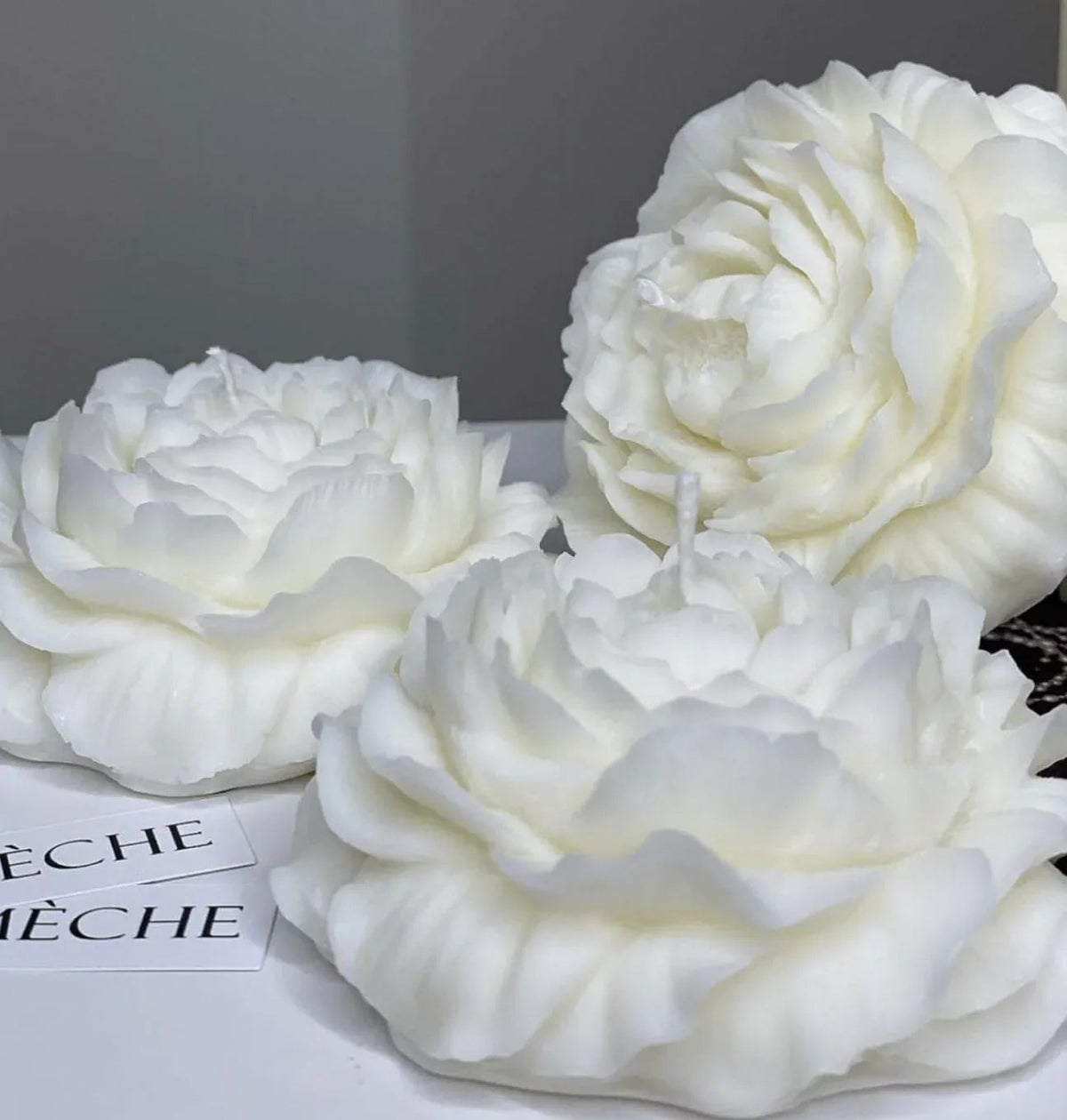 White Peony Flower Scented Candles - ArtyCraftz