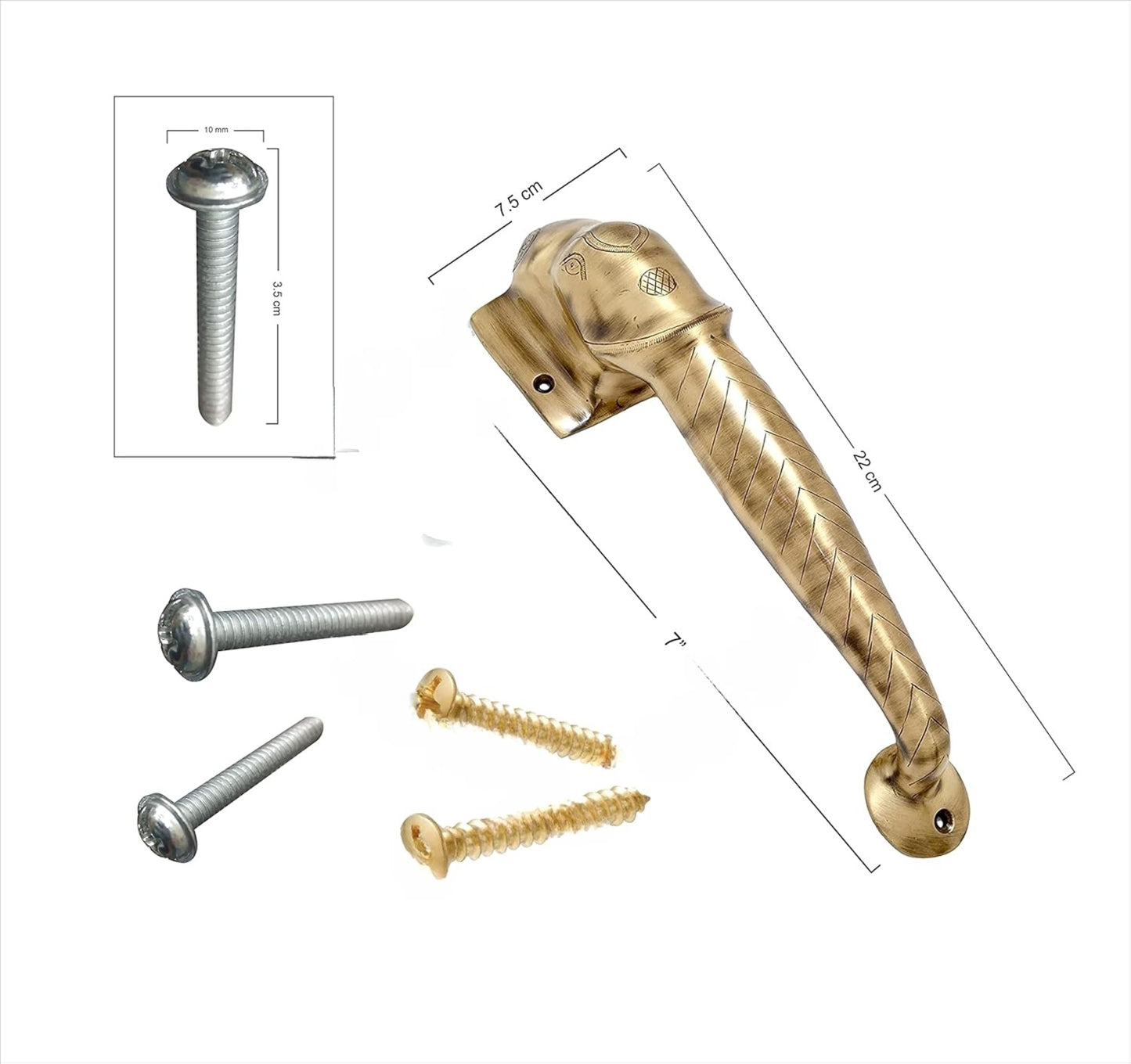 Large Brass Elephant Door Handle – 9 Inch Antique Finish Main Door Pull