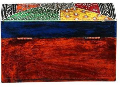 Wooden Finish Painted with Stone Jewellery Box, Wooden Decorative Boxes (Multicolor) - ArtyCraftz