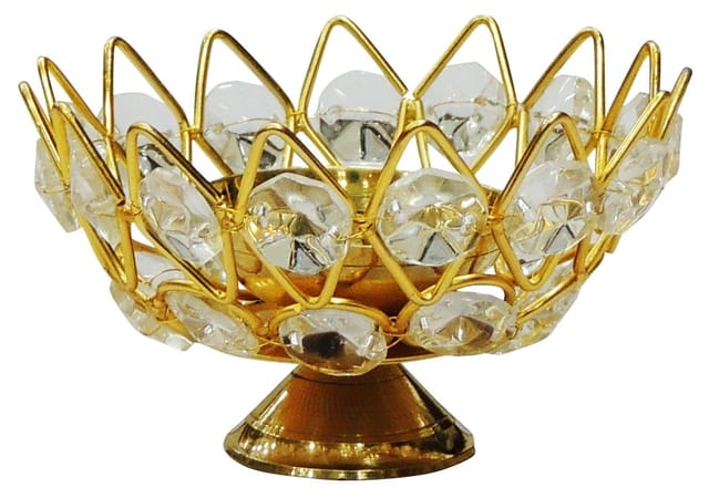Handmade Brass Crystal Deepak Diya Pooja Gifting