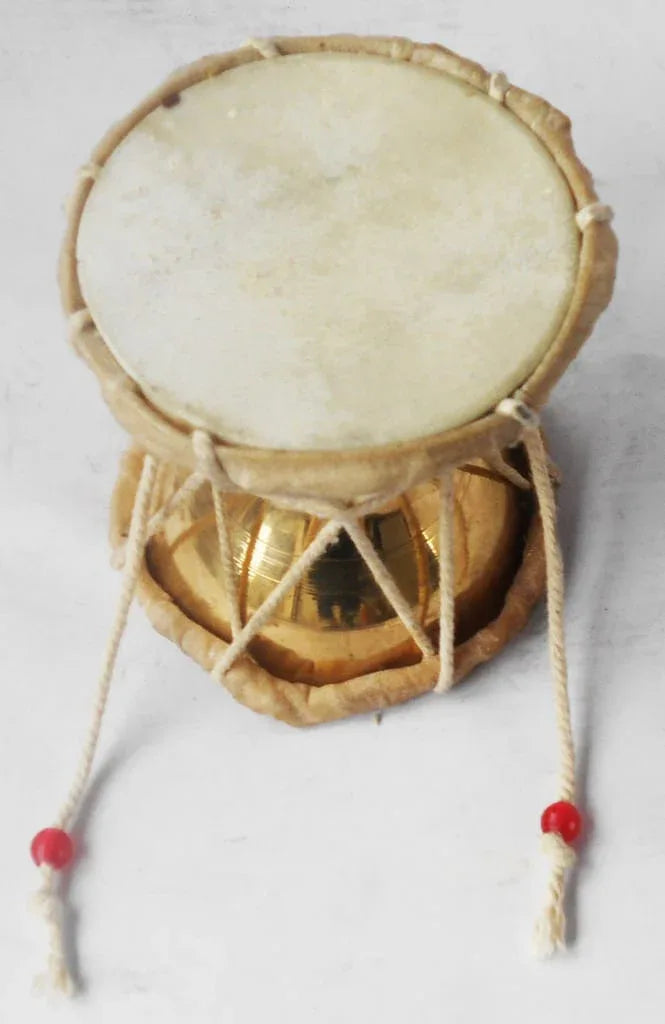 Handcrafted Brass Damru for Pooja 4*4*4.1 Inches