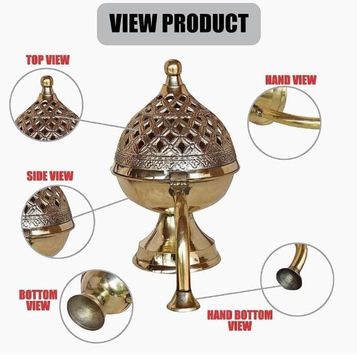 Brass Sambrani Dhoop Burner with Handle for Pooja Rituals
