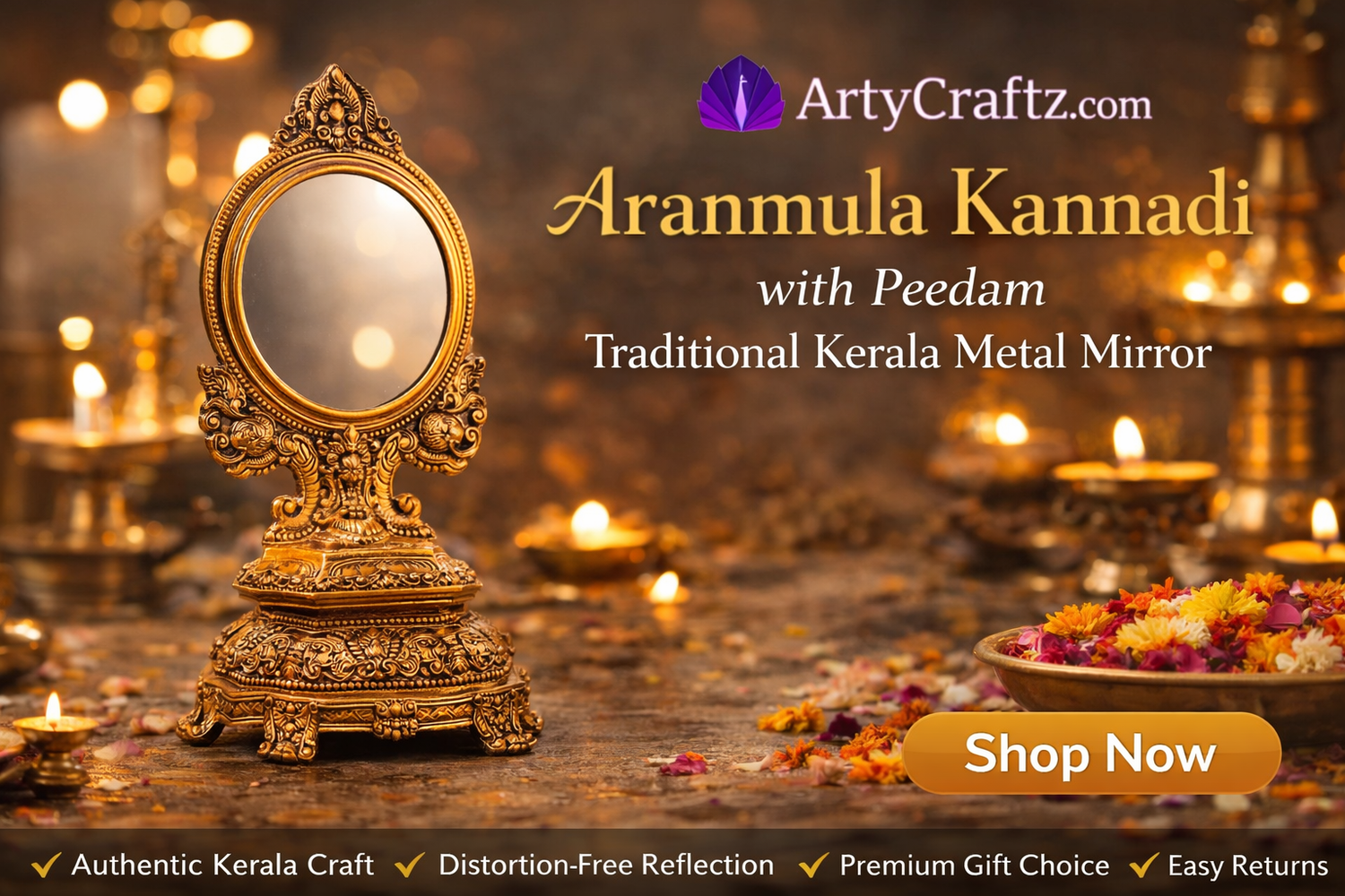 Aranmula Kannadi with traditional decor