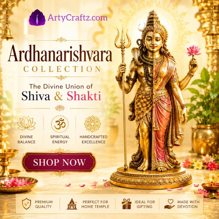 Ardhanarishvara brass statue for home temple India-ArtyCraftz.com