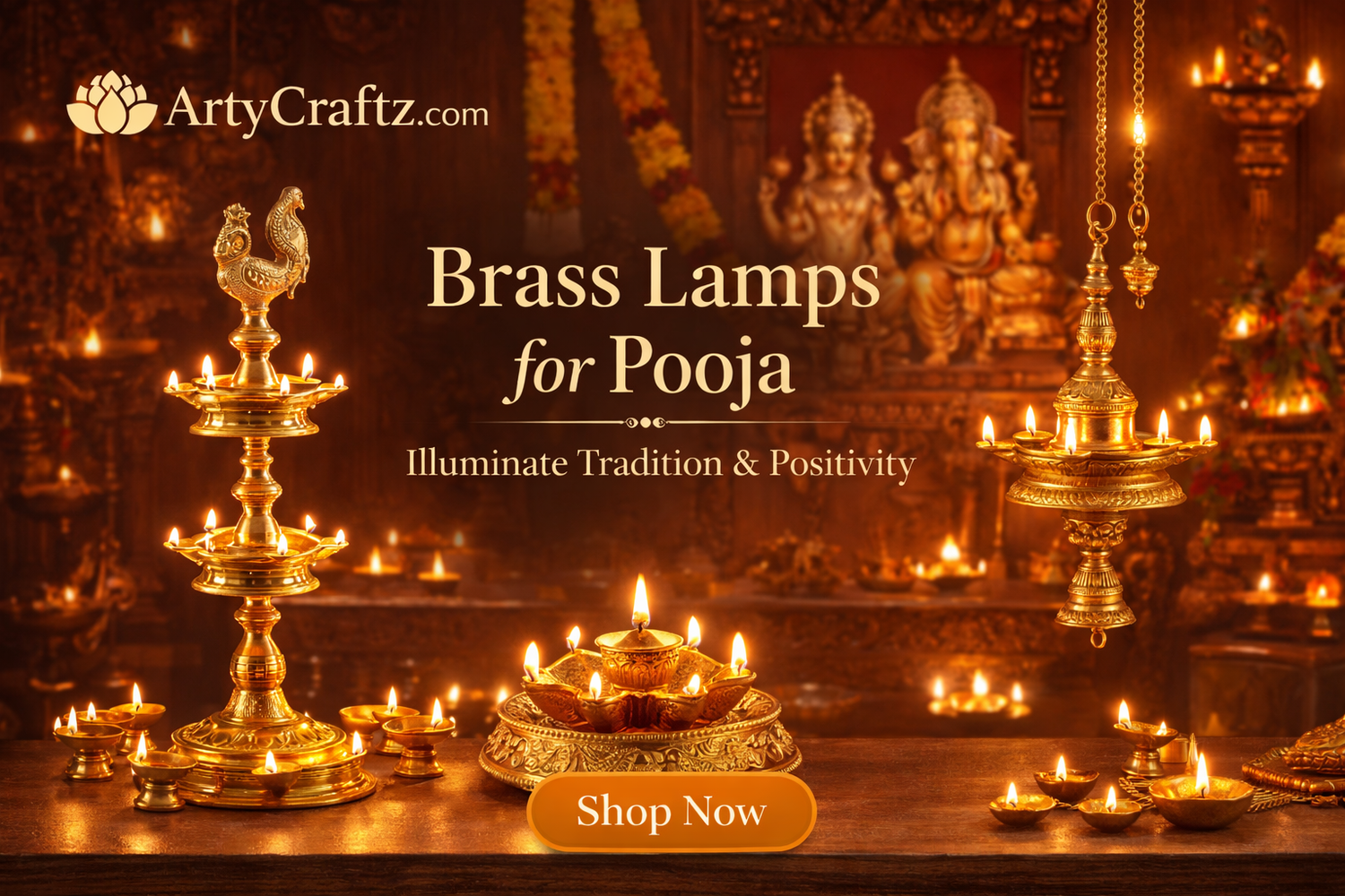 Brass Lamps for Pooja Illuminate Tradition & Positivity-ArtyCraftz.com