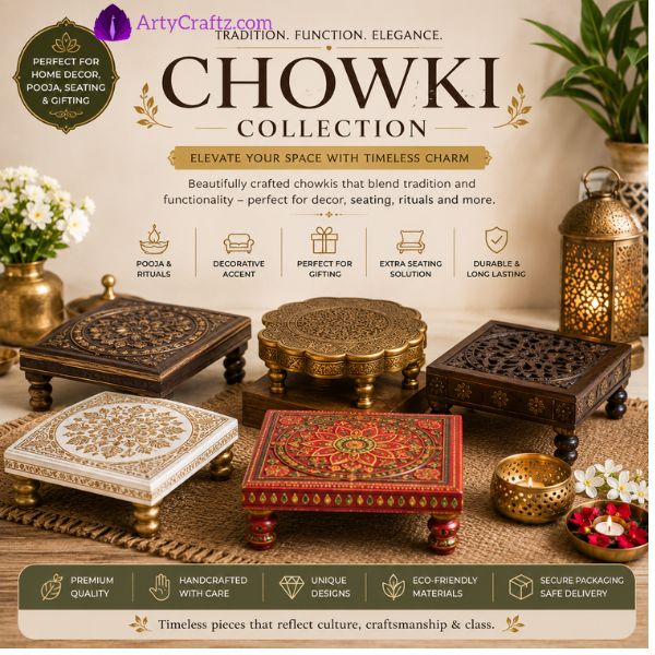 Handcrafted Designer Chowki Online-ArtyCraftz