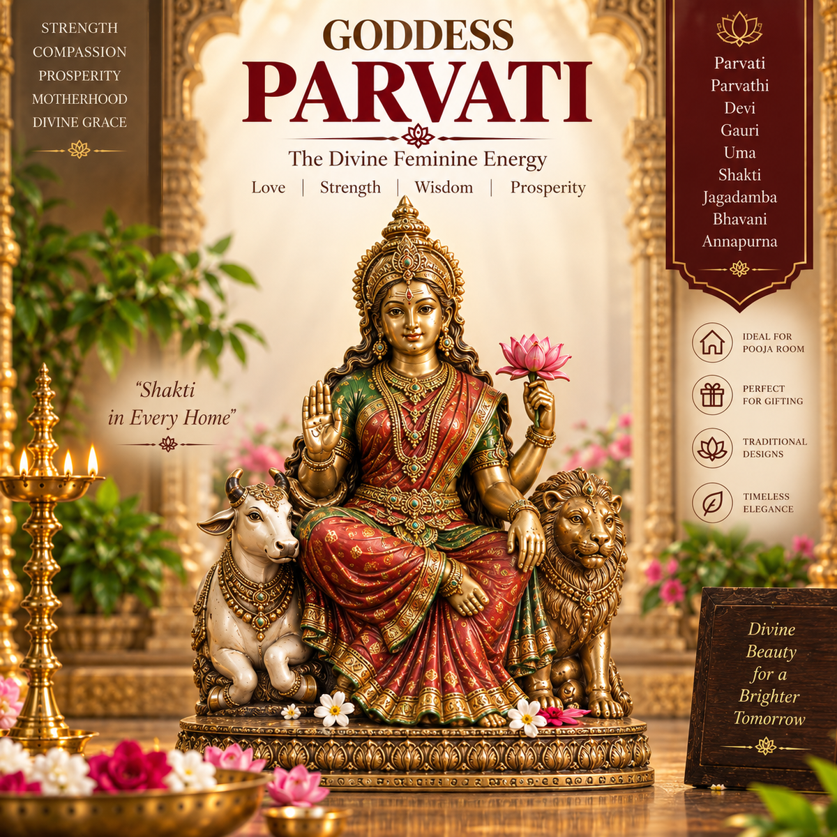 Goddess Parvati Idols Online - Parvati, Gauri & Devi Statues
