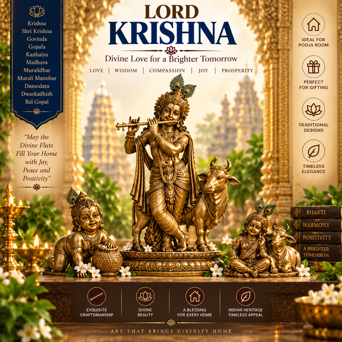 Lord Krishna Idols Online - Krishna, Bal Gopal & Gopala Statues