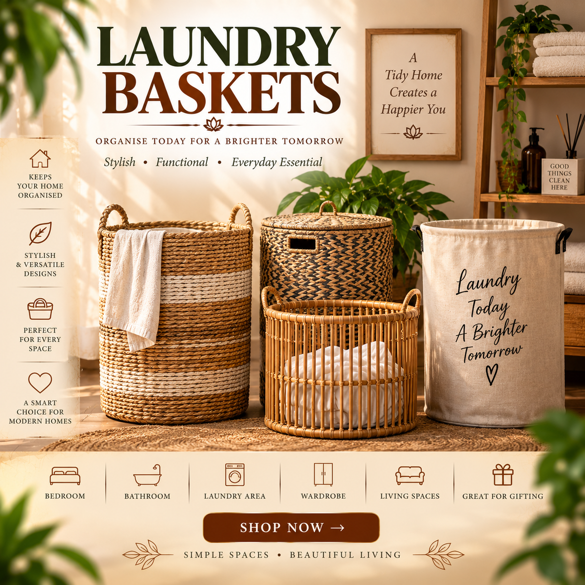 Laundry Baskets Online-ArtyCraftz.com