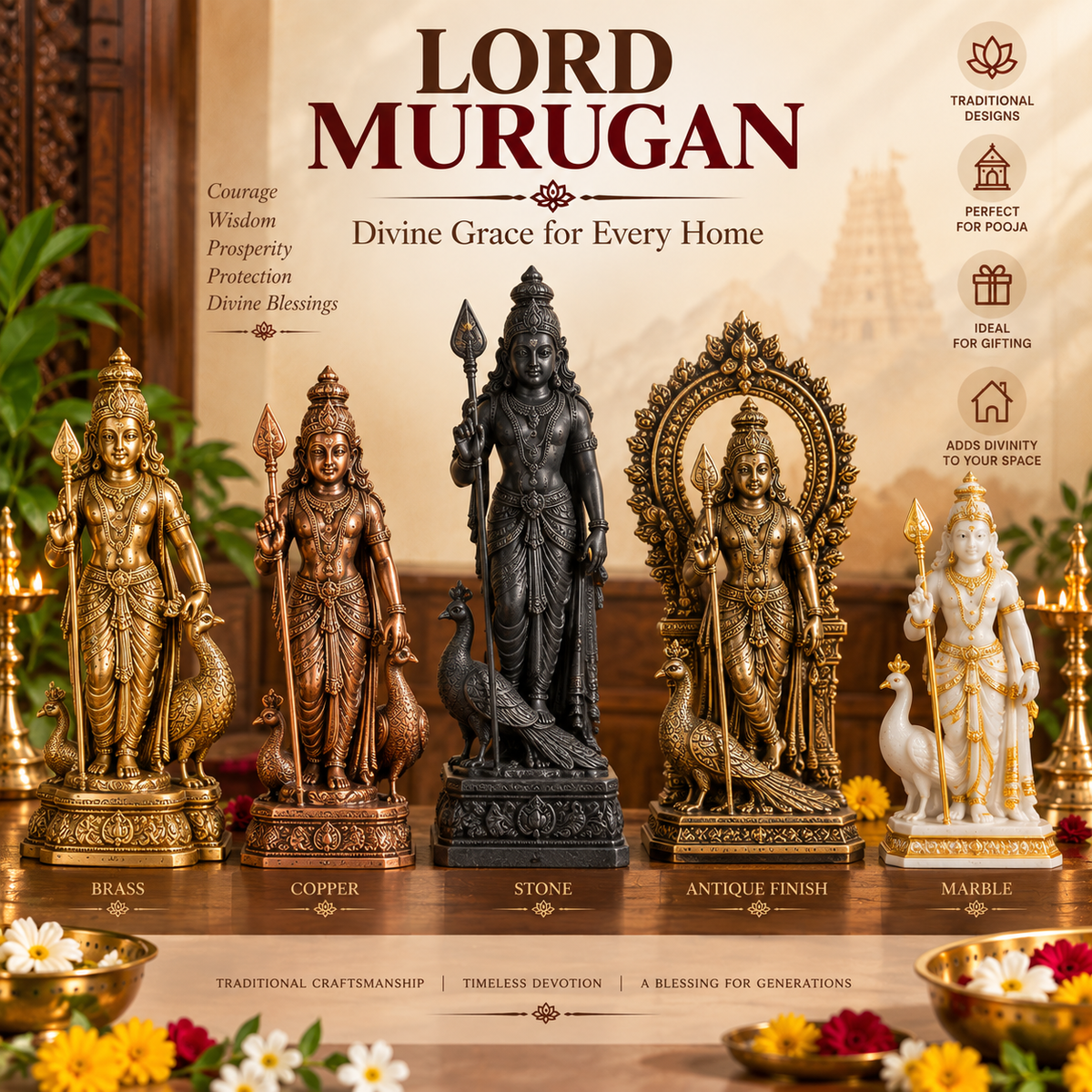 Lord Murugan Idols Online - Murugan Statues