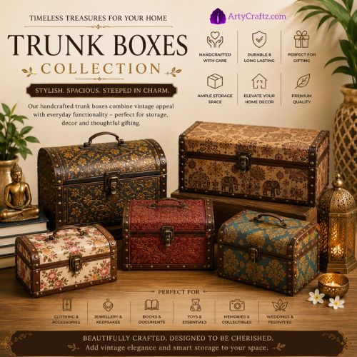 Decorative vintage organizer boxes for home storage, office organization, keepsakes, and gifting-ArtyCraftz.com