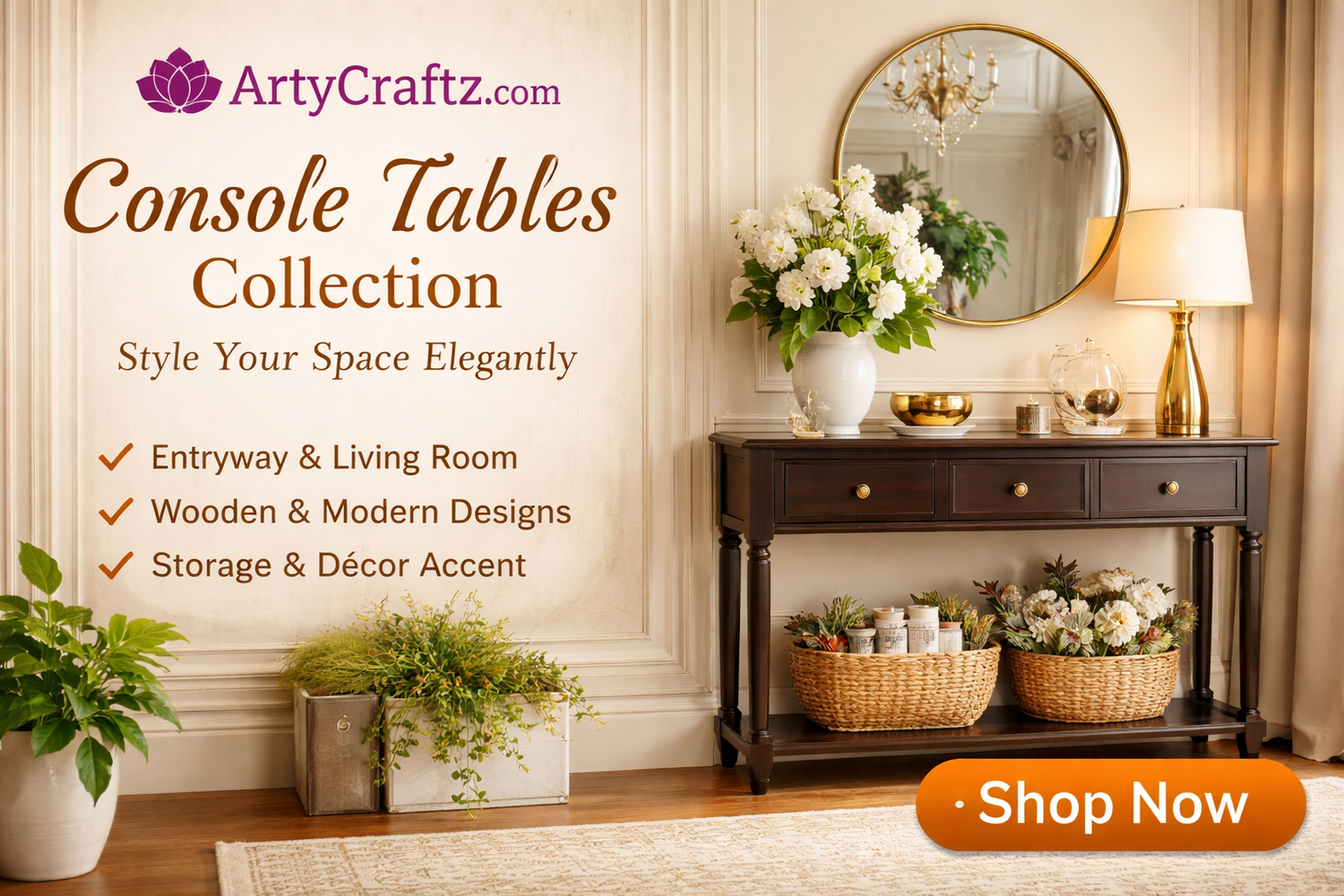 Stylish console table for modern spaces-ArtyCraftz.com