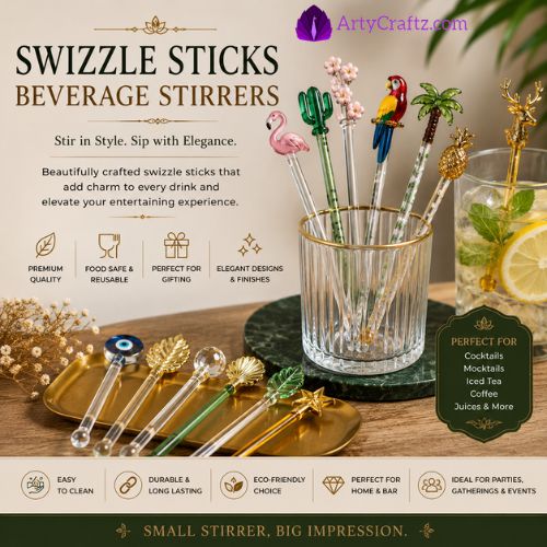 Decorative Glass Beverage Stirrers-ArtyCraftz.com