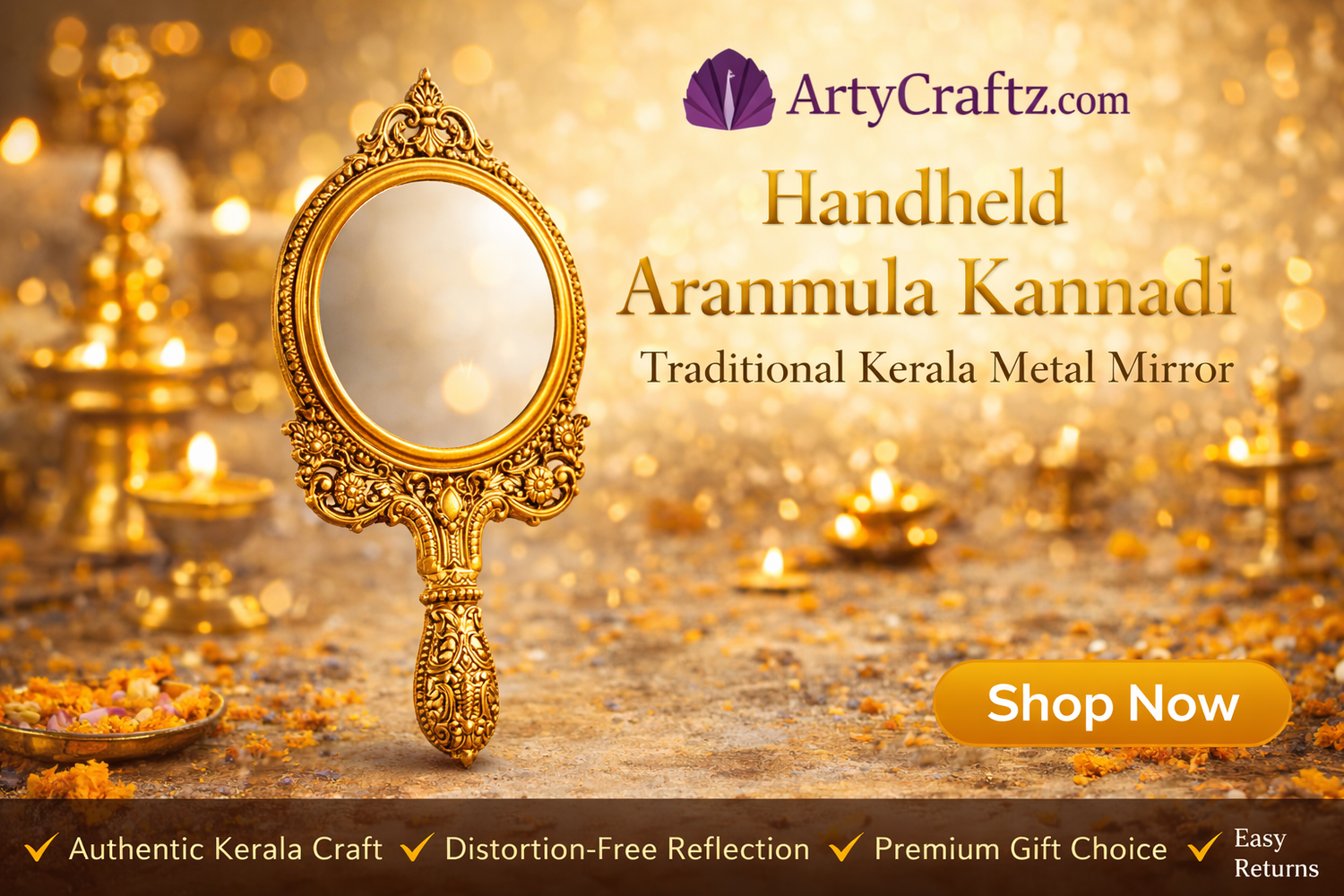 Traditional Aranmula Kannadi in luxury display
