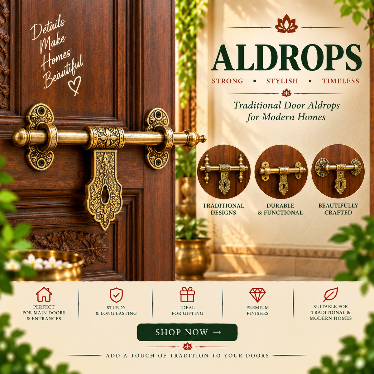 Traditional & Decorative Door Aldrops-ArtyCraftz.com