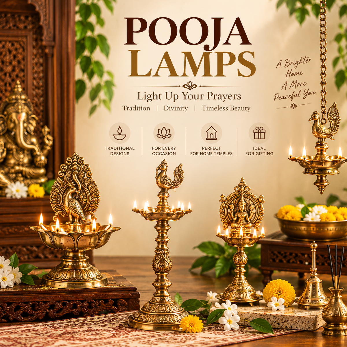 Pooja Lamps Online - Traditional Diyas & Prayer Lamps