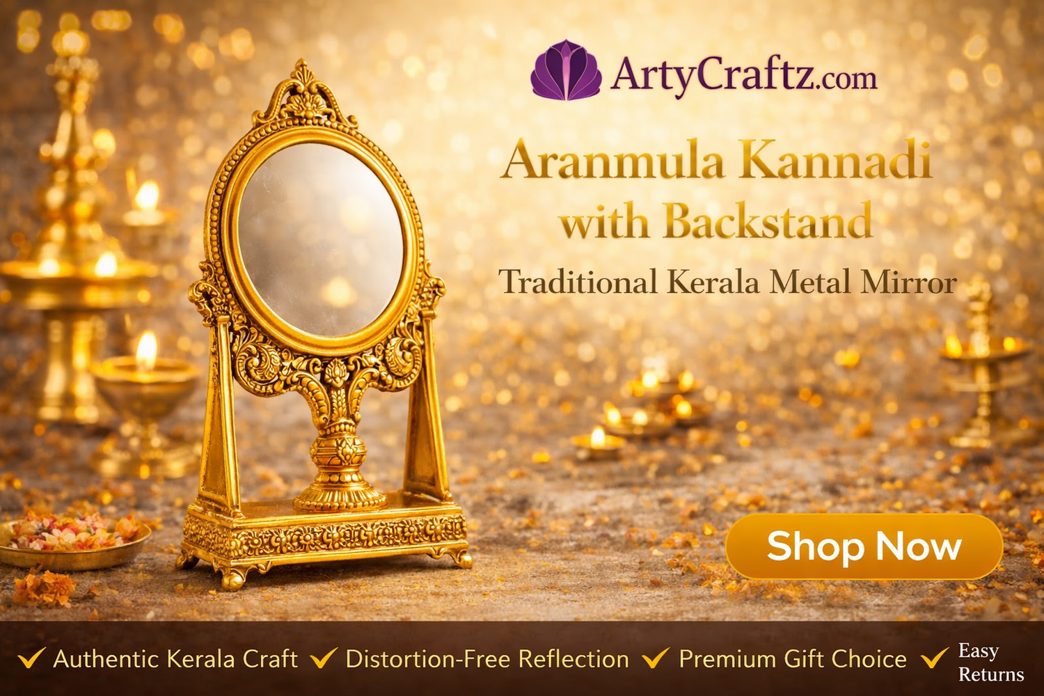 Traditional Kerala Aranmula Kannadi mirror-ArtyCraftz.com