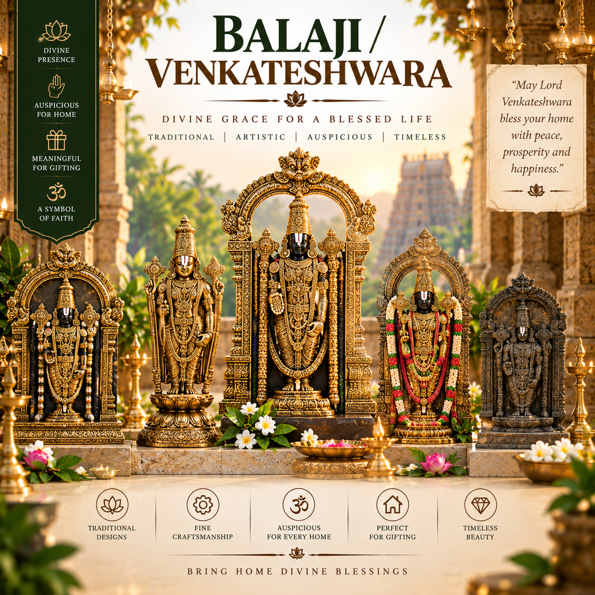 Lord Balaji Idols Online - Venkateshwara, Srinivasa & Tirupati Balaji