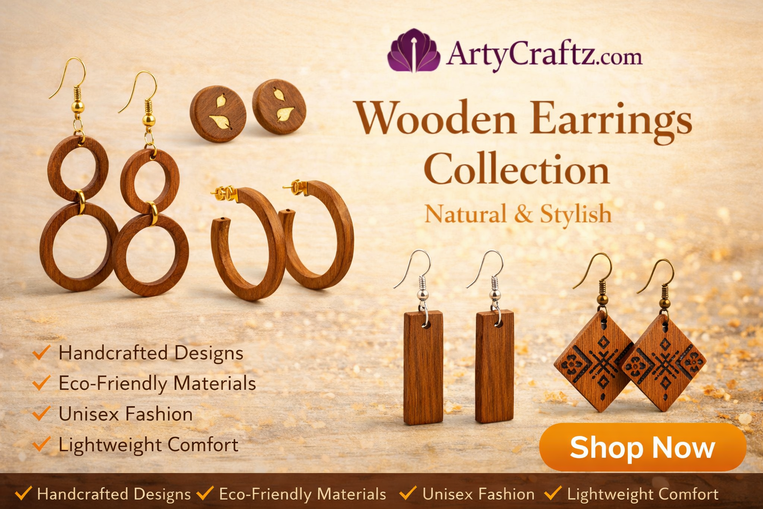 Wooden earrings collection for all styles-ArtyCraftz.com