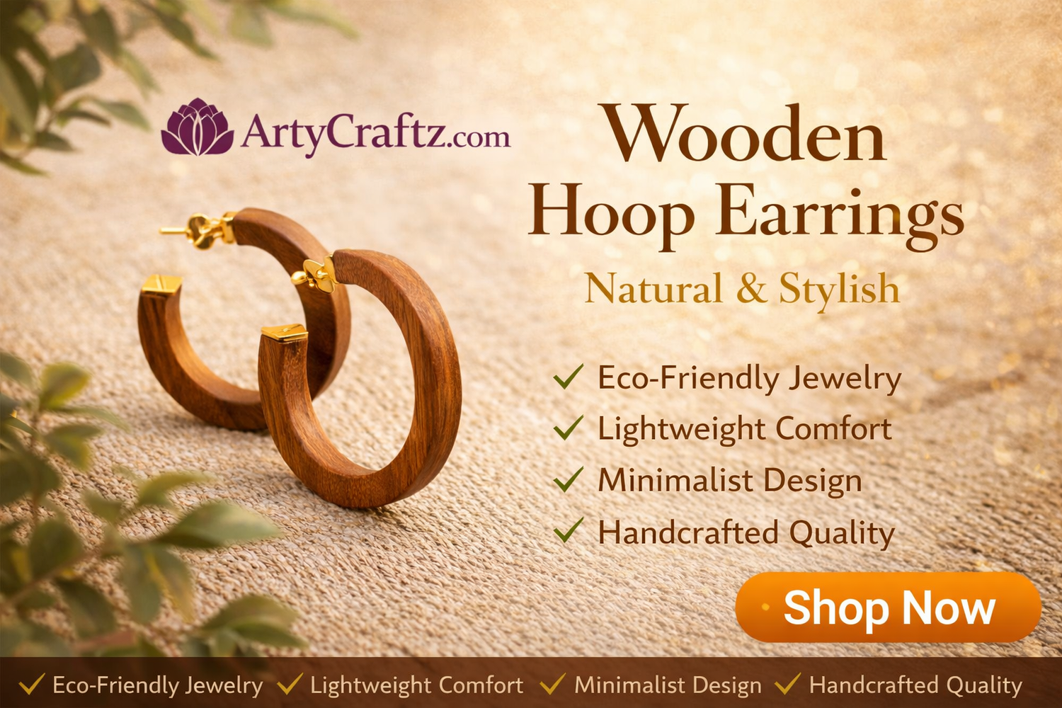 Wooden hoop earrings: natural elegance-ArtyCraftz.com