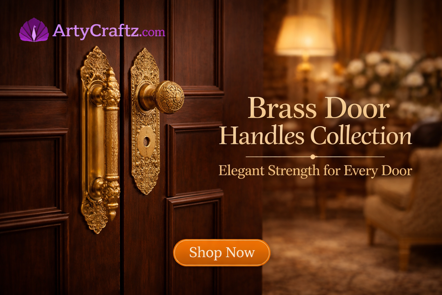 brass door handles for main door India premium design-ArtyCraftz.com