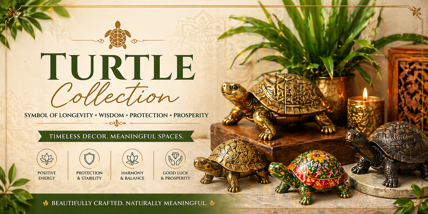 Decorative turtle tortoise collection with brass turtle showpiece wall art and elegant home decor figurines