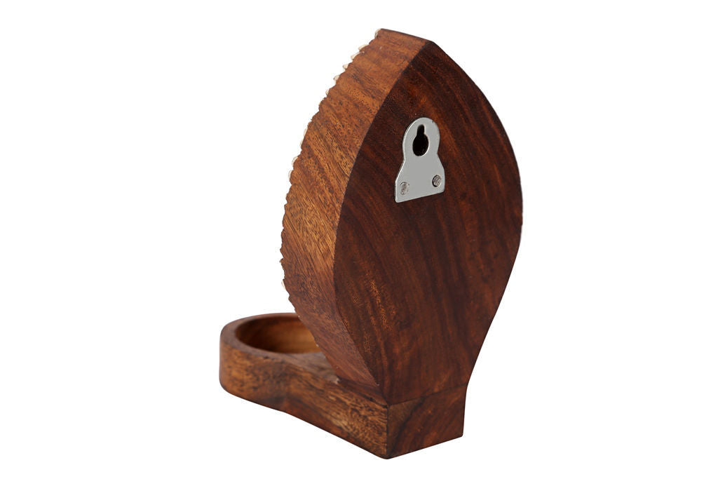 Engraved Mango Tree Table Cum Wall Wooden Tealight Holder