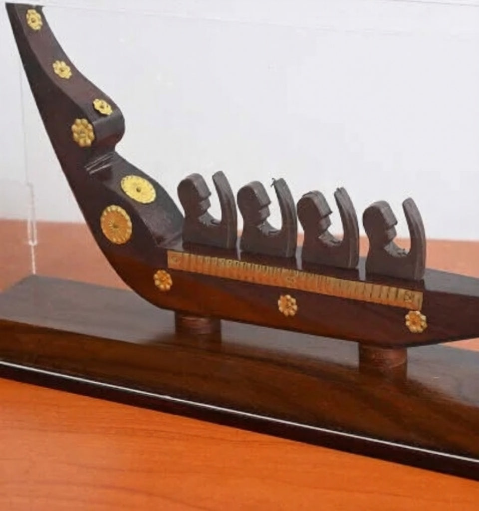  Kerala Snake Boat Decorative Showpiece with Display Case-ArtyCraftz.com