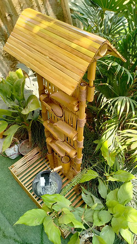 Bamboo Weaved Hut with 11 Steps Fountain