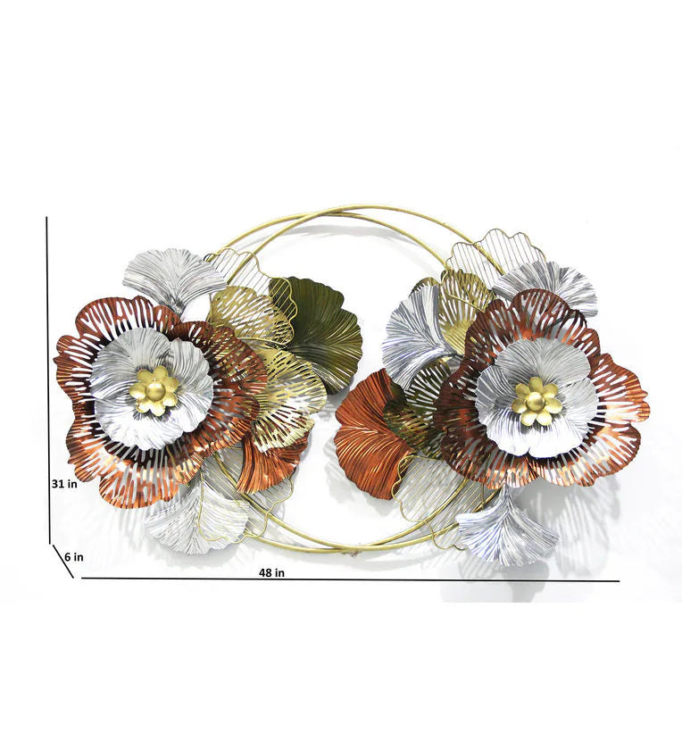 Metal Wall Hanging Artificial Flowers In Multicolor