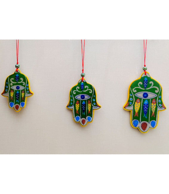 Blue pottery Hamsa Good Luck Hanging Blessing for Home – Set of 3