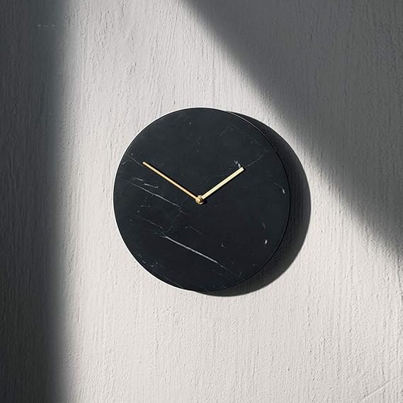 10 Inch Black Color Round Shape Marble Wall Clock - ArtyCraftz