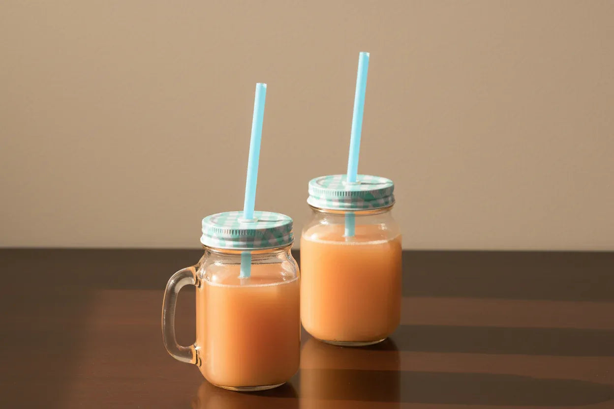 Glass Mason Jar with Straw & Lid-ArtyCraftz.com
