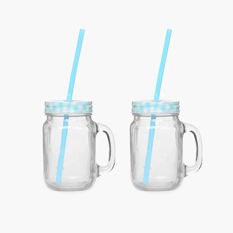 Glass Mason Jar with Straw & Lid-ArtyCraftz.com