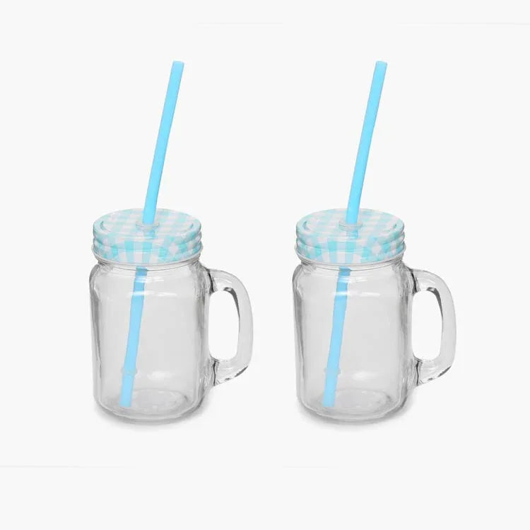 Glass Mason Jar with Straw & Lid-ArtyCraftz.com