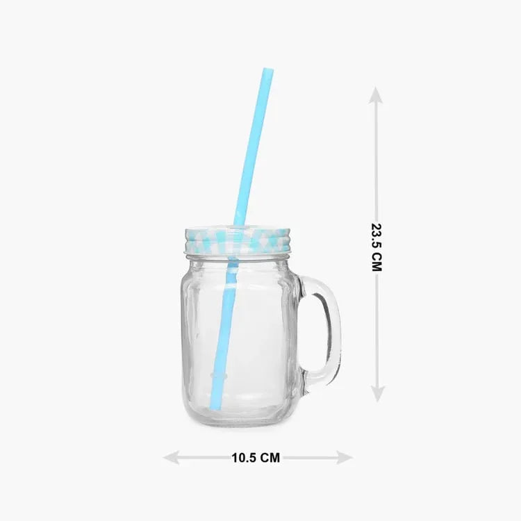 Glass Mason Jar with Straw & Lid-ArtyCraftz.com